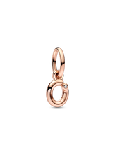 FINAL SALE - Letter O Script Alphabet Dangle Charm - 14k rose gold plating