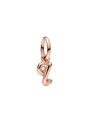 FINAL SALE - Letter Q Script Alphabet Dangle Charm - 14k rose gold plating