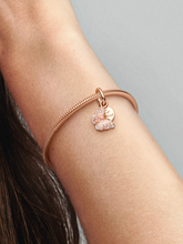 Pink Butterfly & Quote Double Dangle Charm - 14k rose gold plating