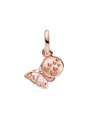 Pink Butterfly & Quote Double Dangle Charm - 14k rose gold plating