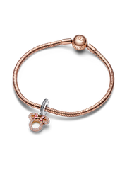 Disney Minnie Mouse Silhouette "Mom" Double Dangle Charm - Sterling silver, 14k rose gold plating