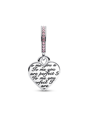 Two-tone Infinity Heart Double Dangle Charm - Sterling silver, 14k rose gold plating