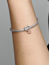 Two-tone Openwork Infinity Heart Charm - Sterling silver, 14k rose gold plating