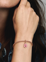 FINAL SALE - Pink Daisy Flower Dangle Charm - 14k rose gold plating