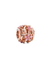 Openwork Pink Daisy Flower Charm - 14k rose gold plating