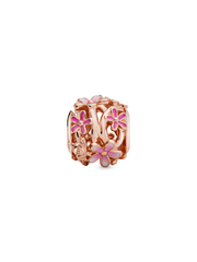 Openwork Pink Daisy Flower Charm - 14k rose gold plating