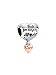 FINAL SALE - Love You Mom Heart Charm - Sterling silver, 14k rose gold plating