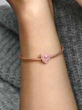 Sparkling Levelled Heart Charm - 14k rose gold plating