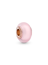 Matte Pink Murano Glass Charm - 14k rose gold plating