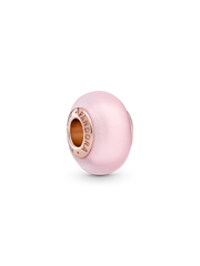 Matte Pink Murano Glass Charm - 14k rose gold plating