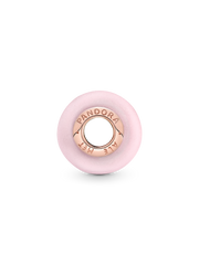 Matte Pink Murano Glass Charm - 14k rose gold plating