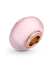 Matte Pink Murano Glass Charm - 14k rose gold plating