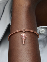 Sparkling Pink Hot Air Balloon Dangle Charm - 14k rose gold plating
