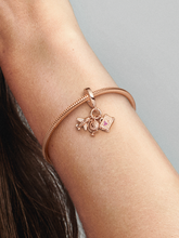 Airplane, Globe & Suitcase Triple Dangle Charm - 14k rose gold plating
