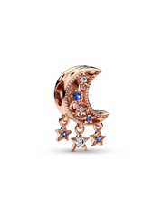FINAL SALE - Star & Crescent Moon Charm - 14k rose gold plating
