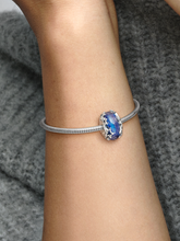 Galaxy Blue & Star Murano Charm - Sterling silver
