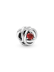 July True Red Eternity Circle Charm - Sterling silver
