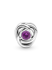 February Purple Eternity Circle Charm - Sterling silver