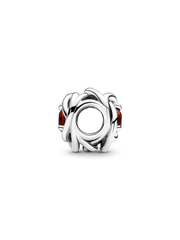 January Red Eternity Circle Charm - Sterling silver