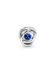 September Blue Eternity Circle Charm - Sterling silver