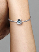 March Sea Aqua Blue Eternity Circle Charm - Sterling silver