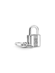 Padlock and Key Dangle Charm - Sterling silver