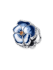 FINAL SALE - Blue Pansy Flower Charm - Sterling silver