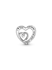 Entwined Infinite Hearts Charm - Sterling silver