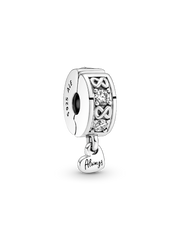 Family Always Pavé Clip Charm - Sterling silver