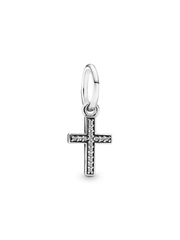Sparkling Cross Dangle Charm - Sterling silver