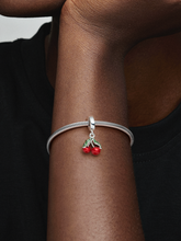 Asymmetrical Cherry Fruit Dangle Charm - Sterling silver