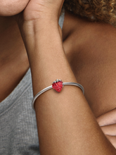 Seeded Strawberry Fruit Charm - Sterling silver