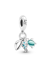 Fish, Sea Turtle & Conch Triple Dangle Charm - Sterling silver