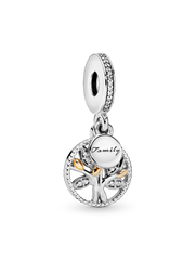 Sparkling Family Tree Dangle Charm - 14k gold, Sterling silver
