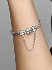 Family Forever Safety Chain Charm - Sterling silver
