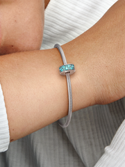Teal Pavé Clip Charm - Sterling silver