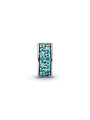 Teal Pavé Clip Charm - Sterling silver