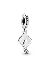 Graduation Cap Dangle Charm - Sterling silver