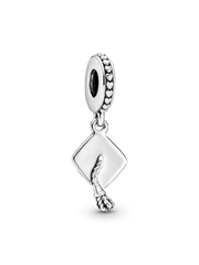 Graduation Cap Dangle Charm - Sterling silver