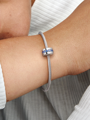 Blue Sparkle Clip Charm - Sterling silver