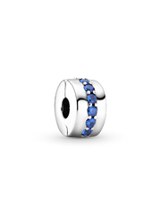 Blue Sparkle Clip Charm - Sterling silver