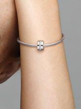 Clear Sparkling Row Clip Charm - Sterling silver