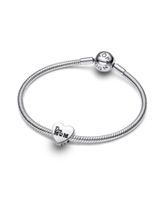 Engravable Dog Mom Heart Charm - Sterling silver