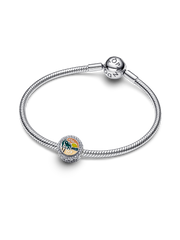 Engravable Beach Heart Scene Charm - Sterling silver