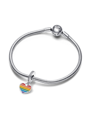 Pride Rainbow Heart Dangle Charm - Sterling silver