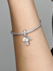 Baby Teddy Bear Dangle Charm - Sterling silver