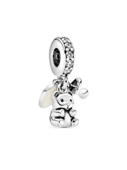 Baby Teddy Bear Dangle Charm - Sterling silver