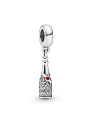FINAL SALE - Sparkling Wine Bottle Dangle Charm - Sterling silver