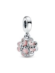 Four-leaf Clover Friendship Double Dangle Charm - Sterling silver