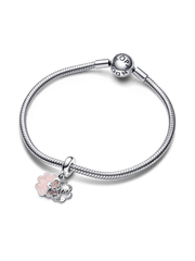 Four-leaf Clover Friendship Double Dangle Charm - Sterling silver